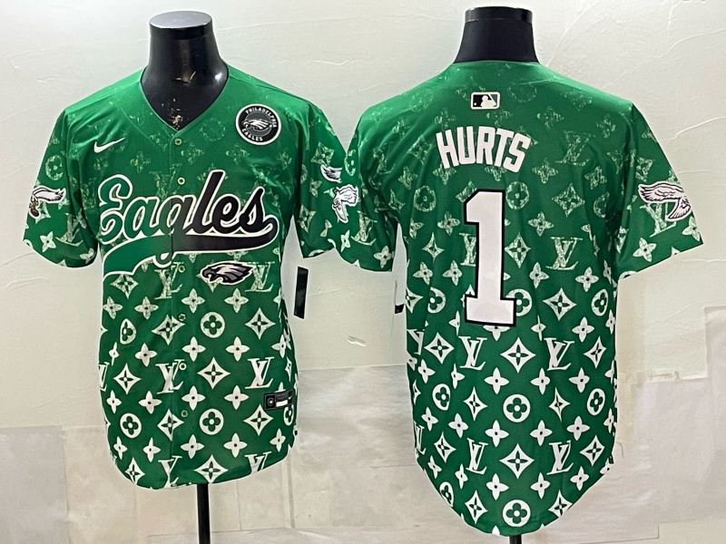 Men 2026 Philadelphia Eagles #1 Hurts Green Nike Limited NFL Jersey style 0007->philadelphia eagles->NFL Jersey